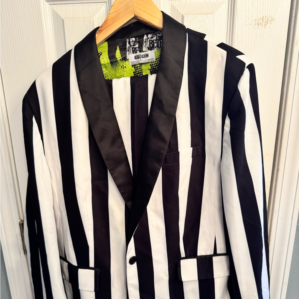 Beettlejuice Black and White Striped Men's Blazer and Pants
